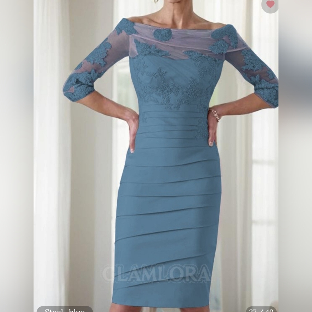 Mother of bride elegant blue knee length dress size 10